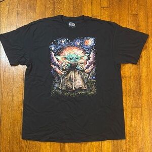 Star Wars Black Tee with Colorful Baby Yoda Design